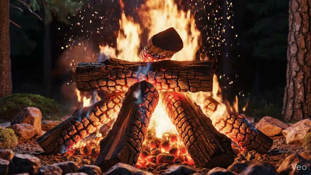 “Floating in Space by the Fireplace | 4K Relaxing Fire Ambience”