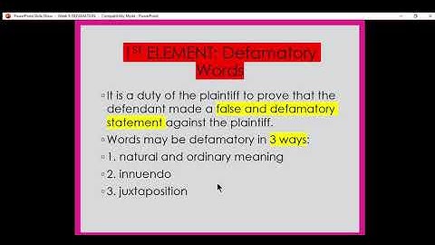 Law of Defamation Part 1
