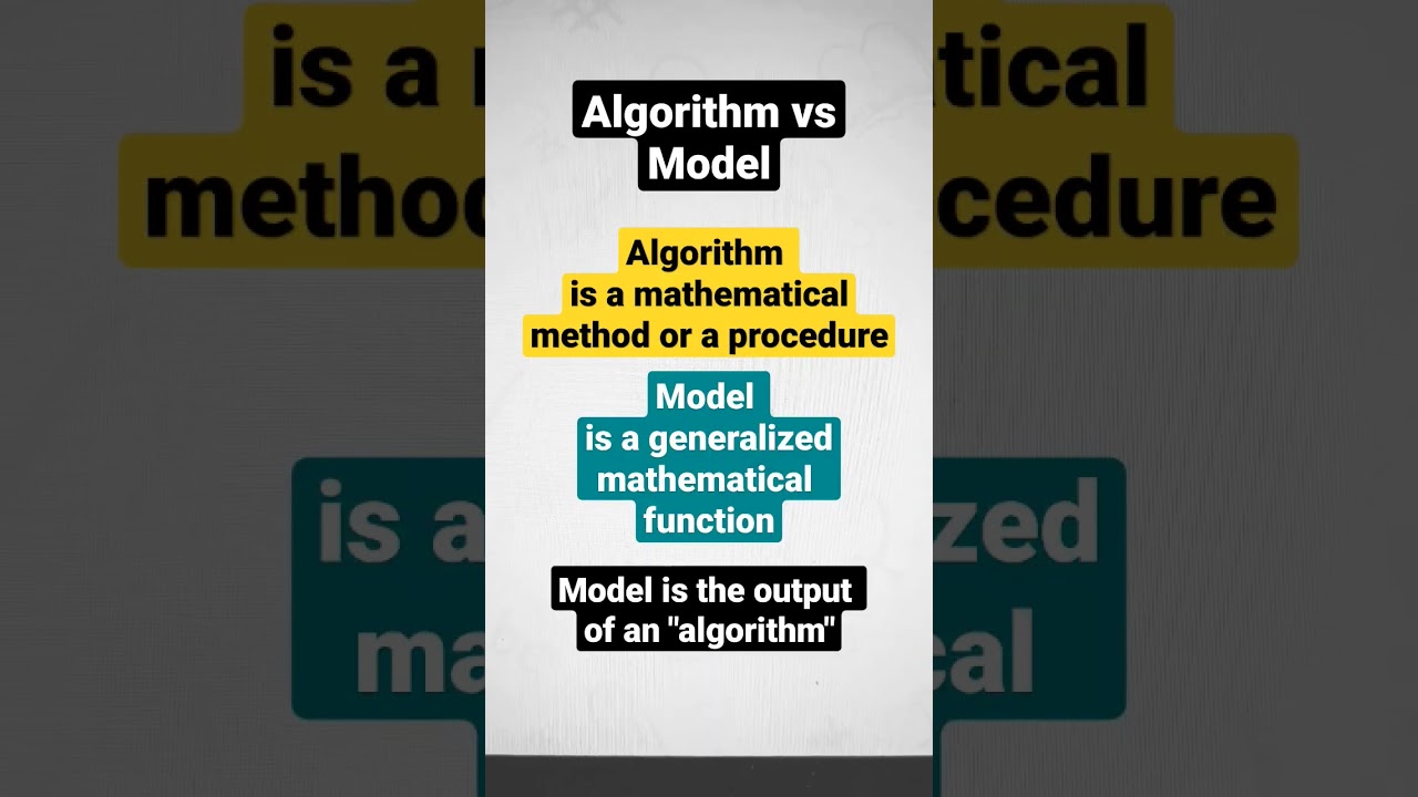 algorithm vs model #shorts #ml #ai #algorithm #model - YouTube