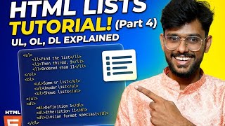 HTML Lists Tutorial in Telugu 🔥 | Ordered, Unordered &amp; Description Lists | HTML Full Course