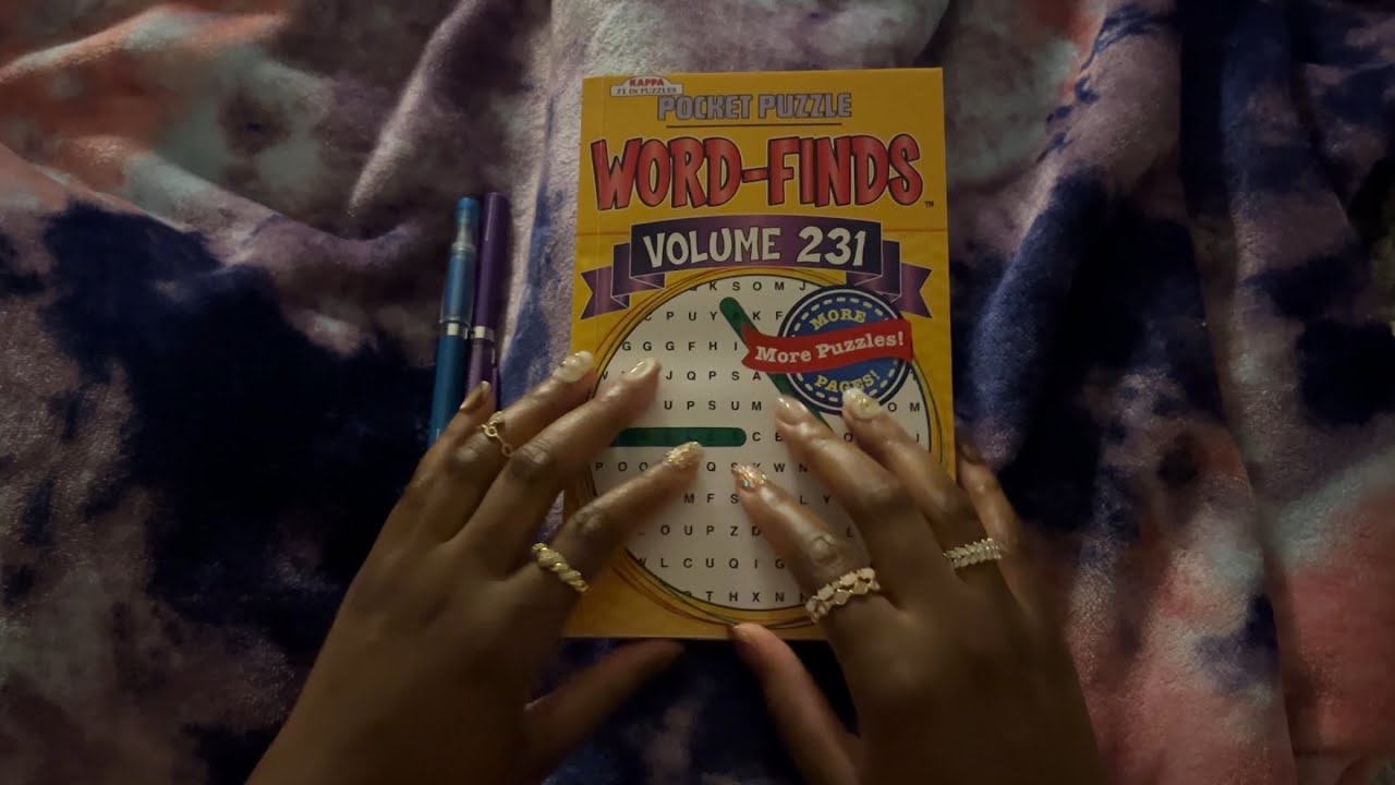 ASMR word search and gum chewing (minimal talking)