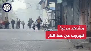 انفجارات تصم الآذان  .. كاميرا العربي ترصد مشاهد مرعبة لنزوح الفلسطينيين من خطوط النار في جباليا