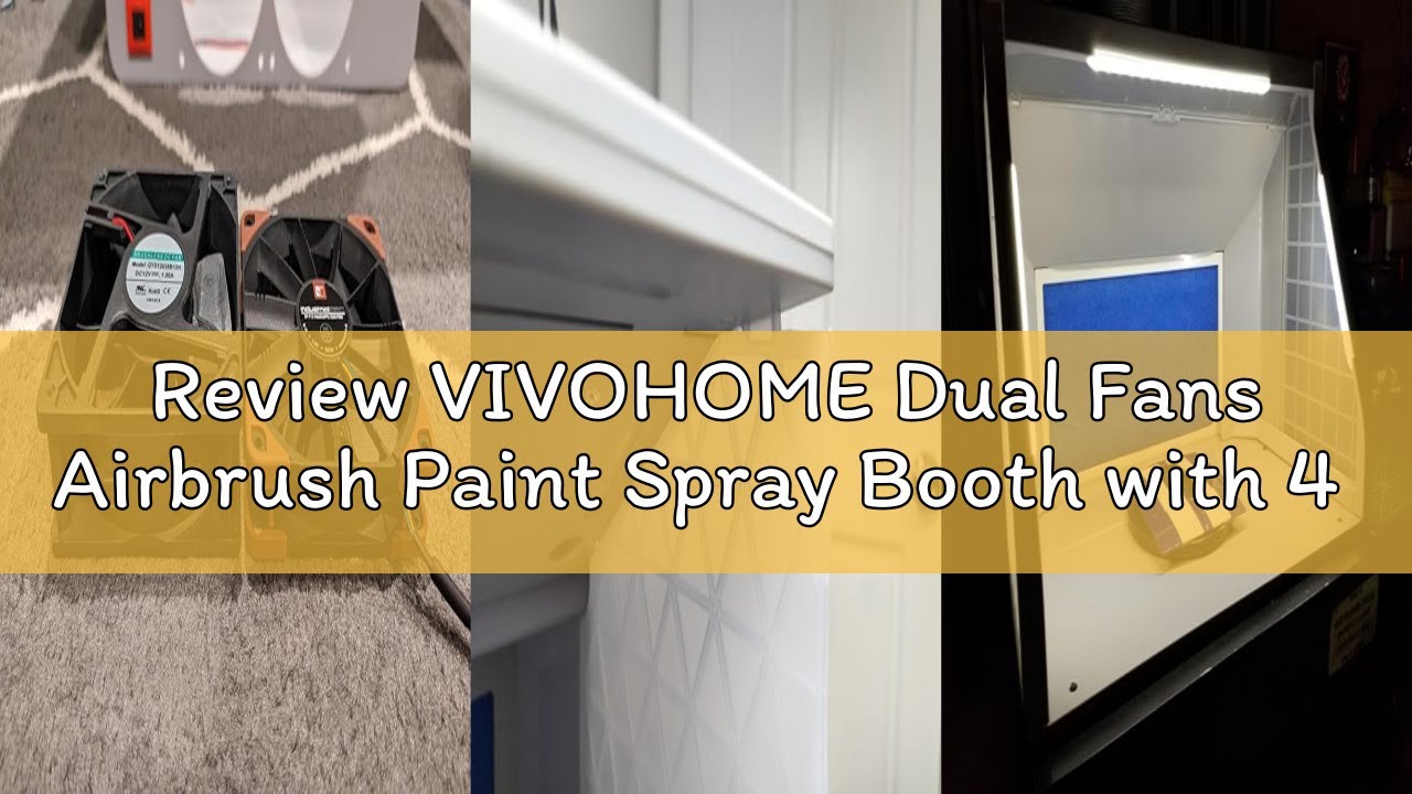 Review VIVOHOME Dual Fans Airbrush Paint Spray Booth with 4 LED Lights Turn Table and Filter Hose, P