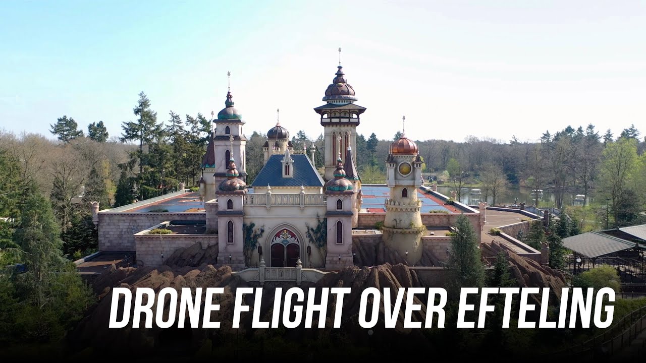 Drone flight over empty Efteling