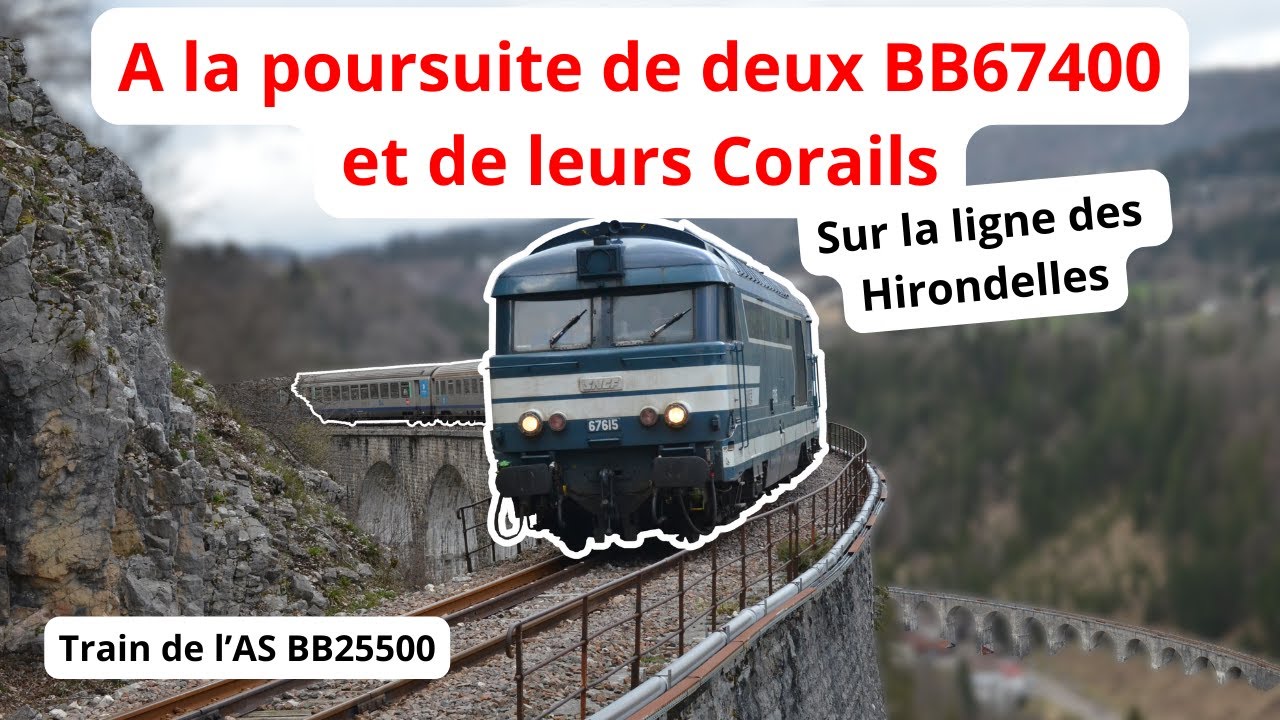 A la poursuite de deux BB67400 et de leurs Corails sur les Hirondelles (1e circulation de l'AS25500)