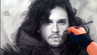 JON SNOW GAME OF THRONES WITH CHARCOAL SOFT PASTEL PAINT PRINT ON FRAMED CANVAS JON SNOW GAME OF THRONES WITH CHARCOAL SOFT PASTEL PAINT PRINT ON FRAMED CANVAS