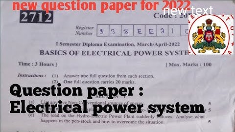 Electrical power system question paper 2022|electrical power system|electrical power system#diploma