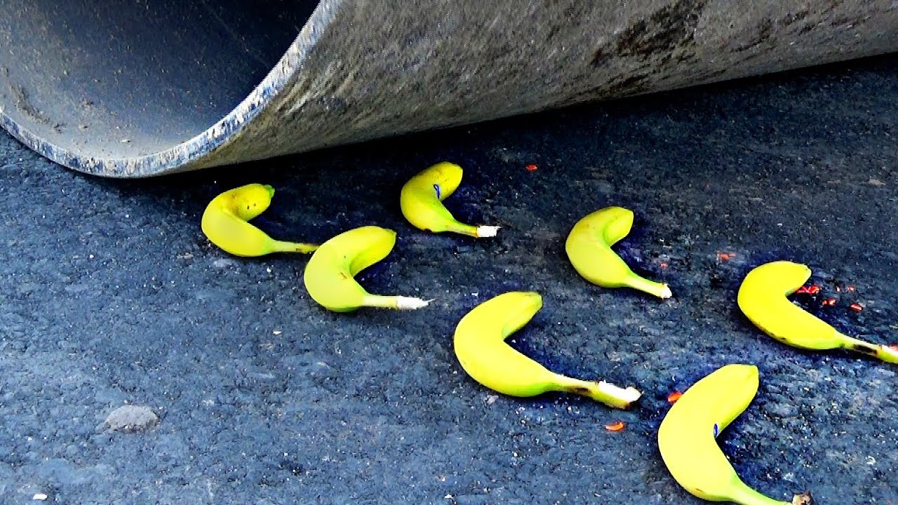 Crushing Crunchy & Soft Things by Road roller! EXPERIMENT; Road Roller VS banana