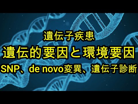 遺伝子疾患（遺伝的要因と環境要因）：一塩基多型（SNP）、de novo変異、common variant、rare mutation