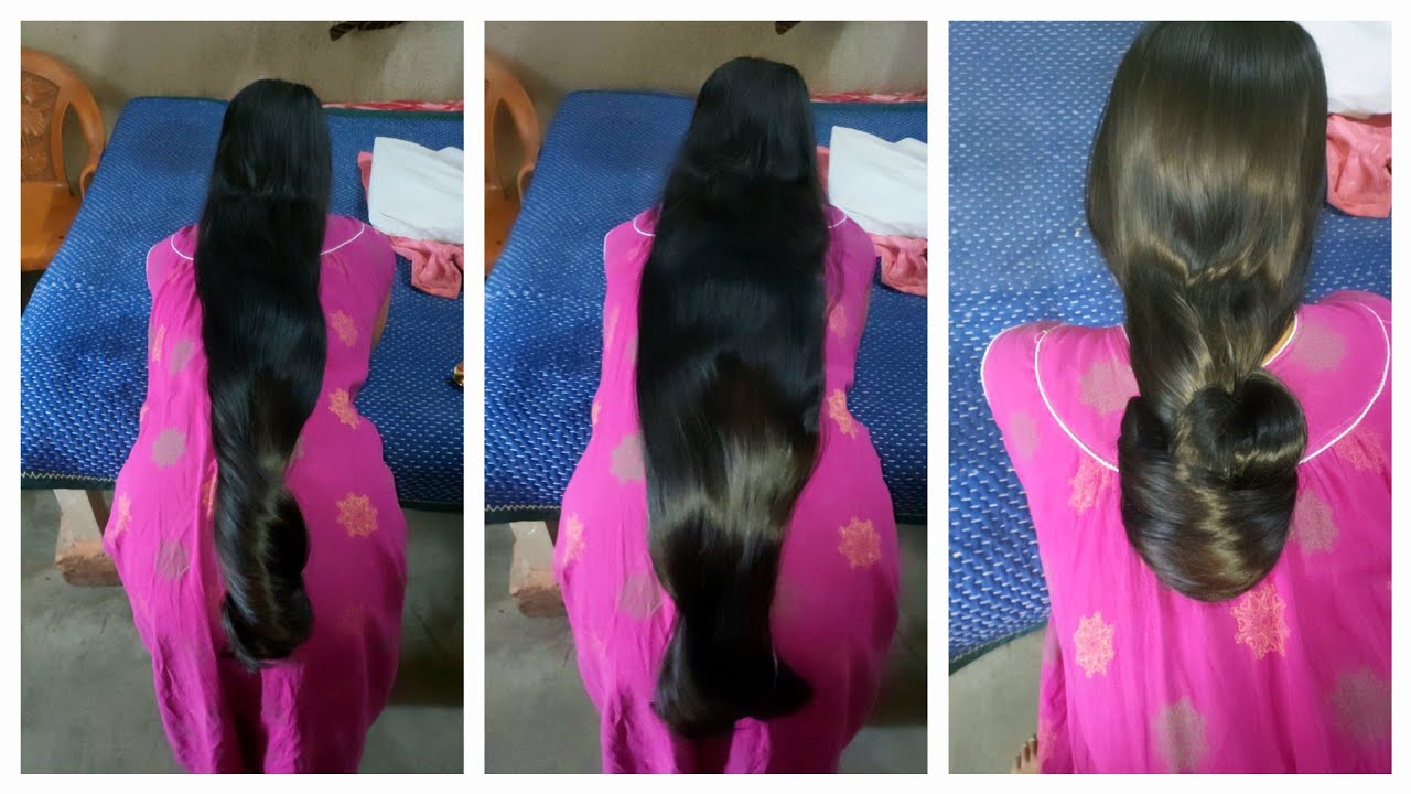 Gorgeous Silky & Shine Long Hair Big Bun Drop |Beautiful Smooth hairplay by man