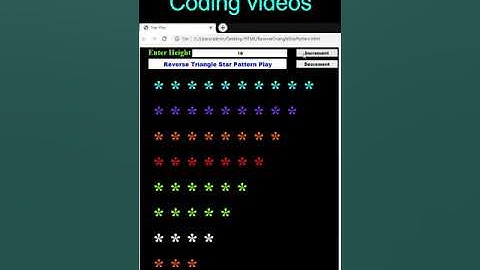 Reverse Triangle Sta Pattern with html and java script #shorts