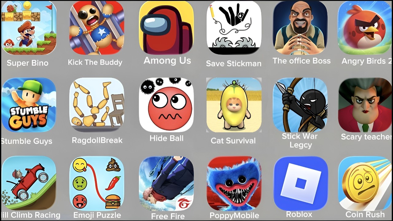 Red Ball 4,Cat Survival,Poppymobile,Hide Ball,Coin Rush,RagdollBreak,Emoji Puzzle