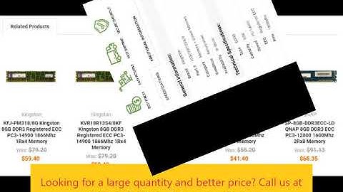 KVR18R13S4/8 Kingston 8GB DDR3 Registered ECC PC3-14900 1866Mhz 1Rx4 Memory