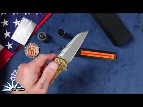 Machinewise Mojave , Stonewashed S90V Blade, Gold/ Orange Anodized Titanium Handles