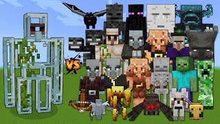 Glass Golem vs Every mob in Minecraft - Minecraft mob battle - Glass Golem vs All Mobs