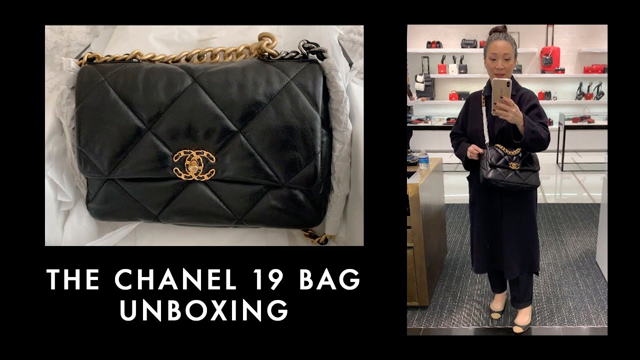 Chanel Black Quilted Lambskin Large Chanel 19 Flap Gold And