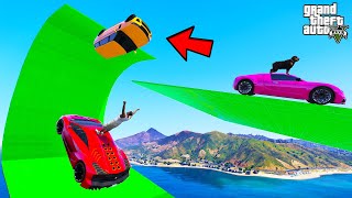 FRANKLIN TRIED IMPOSSIBLE DEEP CURVE JUMP MEGA RAMP PARKOUR CHALLENGE GTA 5 | SHINCHAN and CHOP