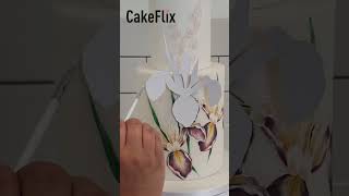 Beautiful Hand Painted Irises Cake 🎨🌸 | Cocoa Butter Painting