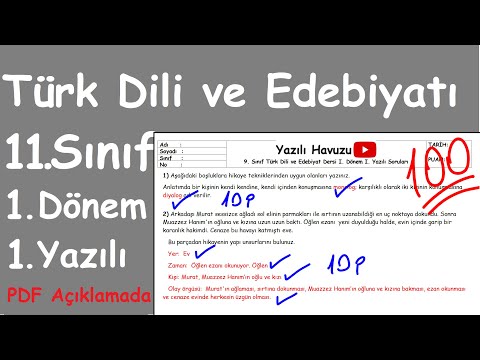 Türk Dili ve Edebiyatı 11. Sınıf 1. Dönem 1. Yazılı Soruları Klasik (PDF açıklamada) 2022/2023