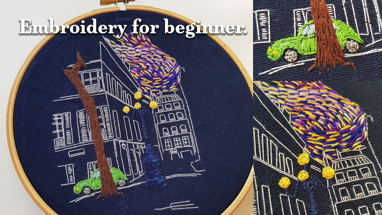 Architectural Hand Embroidery of Rue Furstemberg in Paris (embroidery for beginner)