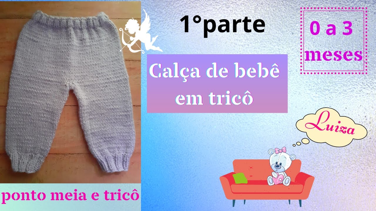 💜 APRENDA TRICOTAR CALÇA para bebê |0 a 3 meses| 1°parte #51.