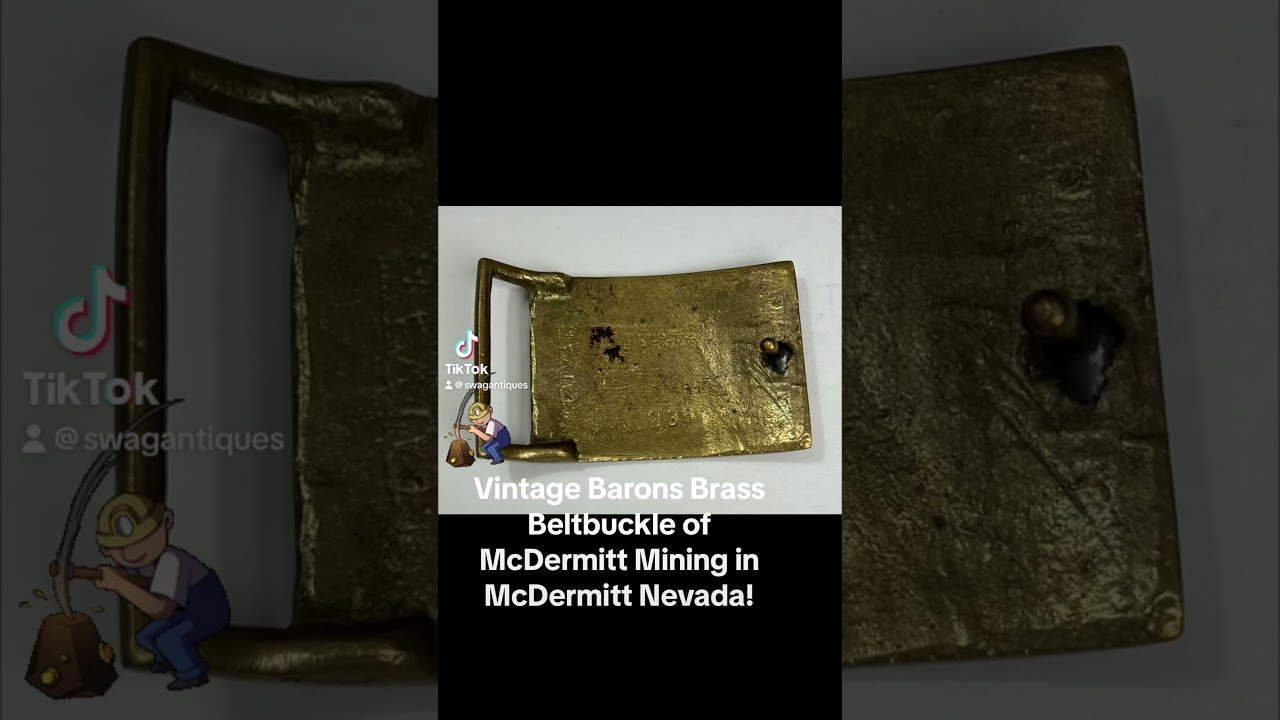 @swagantiqueslv Vintage Baron Brass Belt Buckle McDermitt Mine In McDermitt Nevada Made Los Angeles