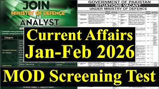 MOD Screening Test Preparation | Current Affairs Jan - Feb 2026 | MOD Analyst, Assistant Director |
