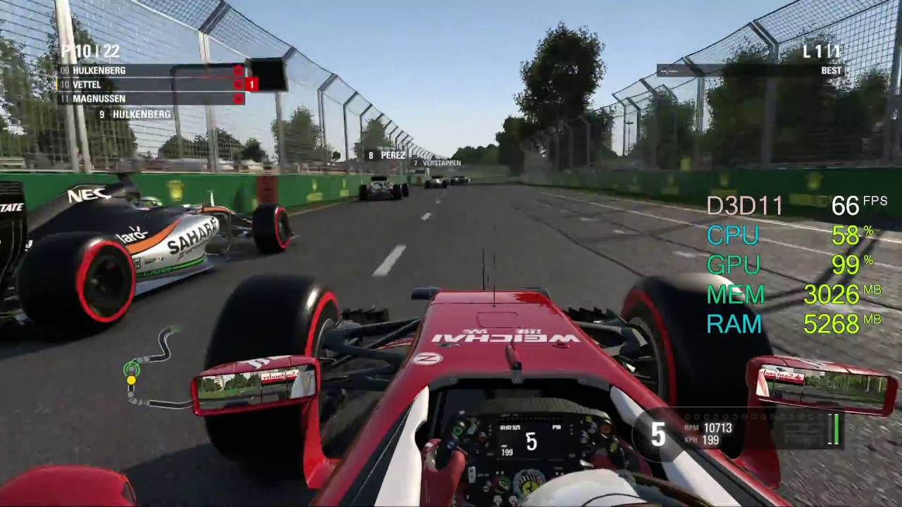 GeForce GTX 1060 6GB -- Intel Core i7-860 -- F1 2016 Benchmark