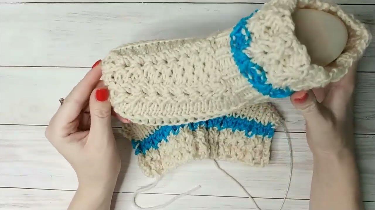 Удобные тапочки спицами без шва по подошве на двух спицах - YouTube