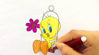 cute drawings cartoon for Kids Learn Colors | Tweety Bird Coloring Page For Kids