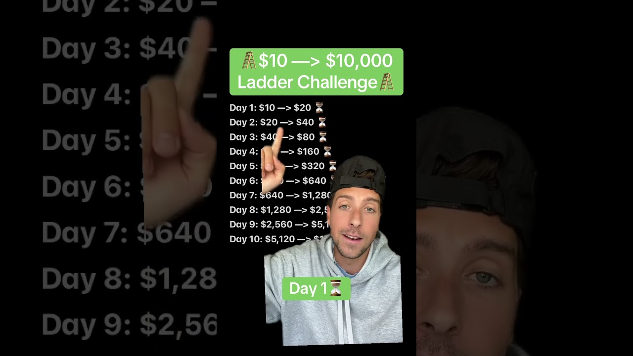 🪜$10 ➡️ $10,000 LADDER CHALLENGE🪜 DAY 1⏳
