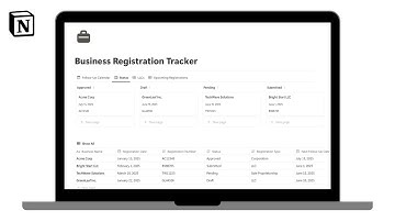 Business Registration Tracker | How to keep track of Business Registrations in @Notion