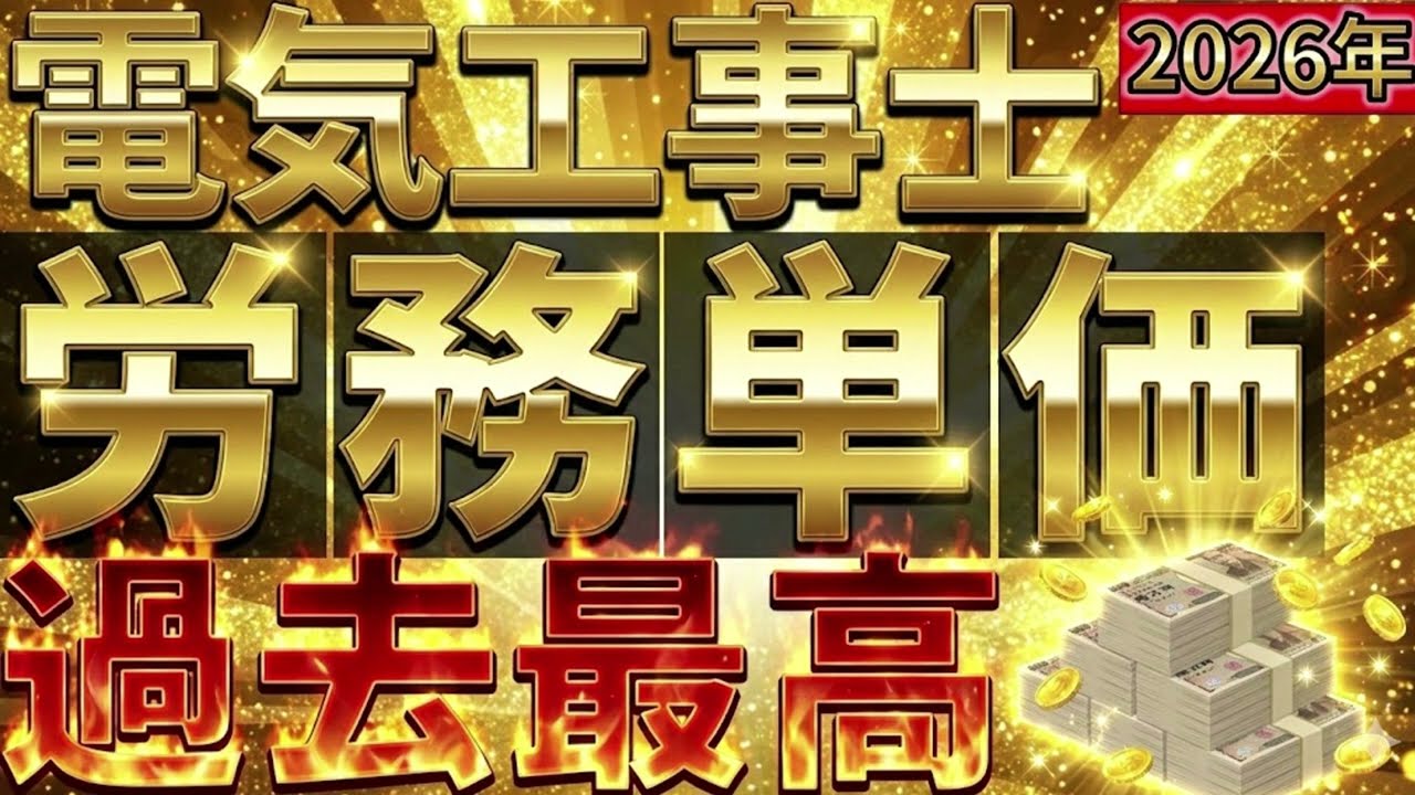 （速報）【電気工事士の賃金】2026年の電工の公共工事の賃金基準「労務単価」 が〇％引き上げ過去最高へ【電気工事士必読】