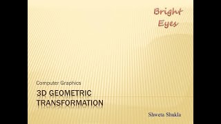3D Transformation(Computer Graphics)