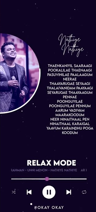 Theenganiyil saaragi | Nathiye Nathiye | Rhythm | Music player whatsapp status | #okayokay