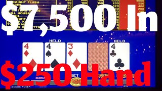 $7,500 Shot on $250 a hand Video Poker ridiculous session! screenshot 3