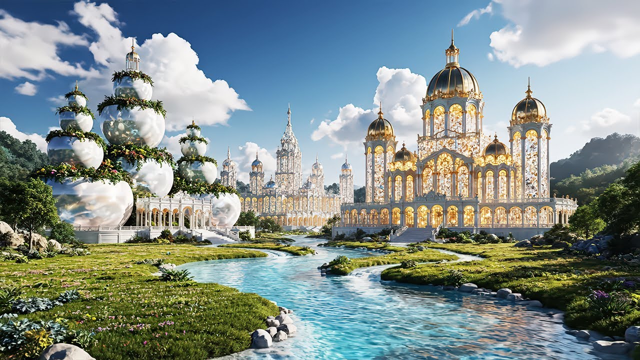 Beyond the Cloud Throne | A 4K Journey Through Radiant Sky Realms & Harp Music