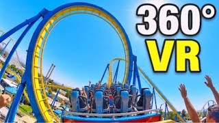 [360 VR Video] SCREAM Roller Coaster Front Row POV | Six Flags Magic Mountain 4K