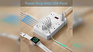 Review: Power Strip with USB, Flat Plug Extension Cord Surge Protector 5 Ft, HUNIAN Power Stri...