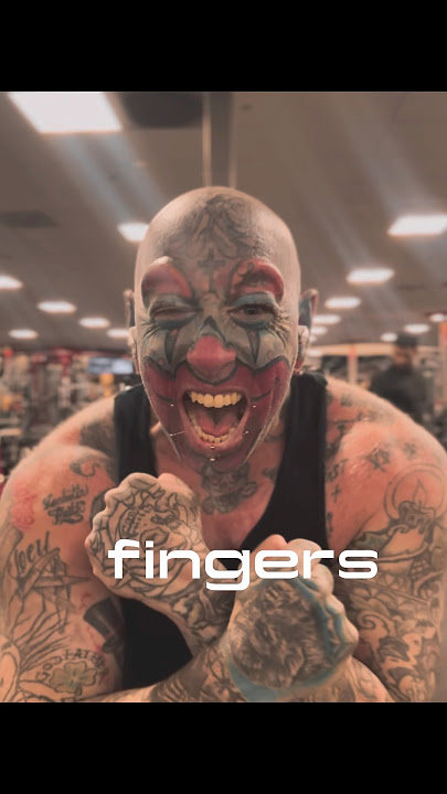 Tattooed clown working out !!! Richie The Barber