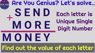 SEND+MORE=MONEY Solution | Crypt arithmetic Problem | Brain Teasers | Math Puzzle | Zero Math screenshot 3