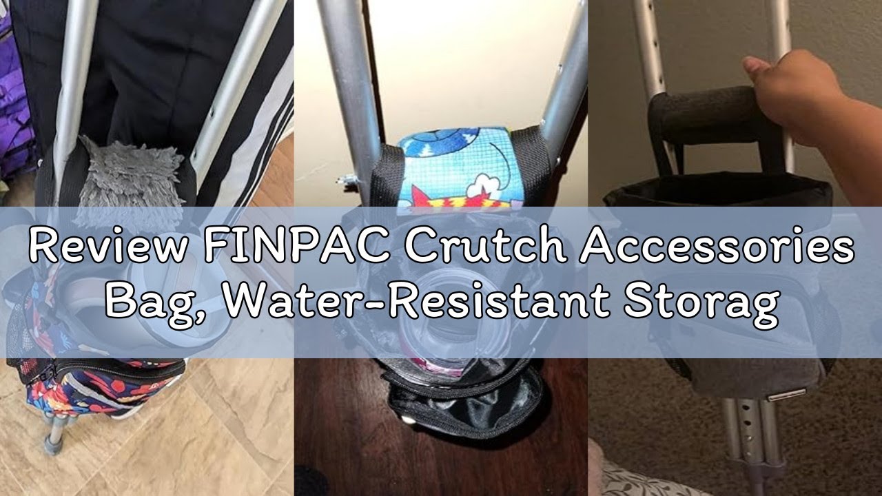 Review FINPAC Crutch Accessories Bag, Water-Resistant Storage Organizer Tote Bag with Drink Holder a