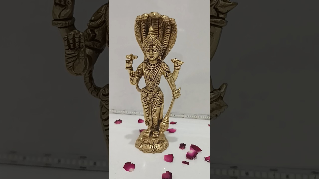 Elegant Brass Vishnu Idol for Home Temple | Handcrafted Hindu God Statue for Pooja & Decor 