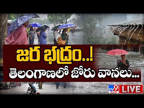 జర భద్రం..! తెలంగాణలో జోరు వానలు...LIVE | Heavy Rains forecast For Telangana - TV9