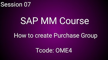 SAP MM Module Create Purchase Group