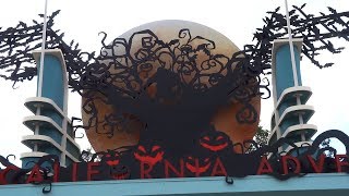 Oogie Boogie welcome sign, Halloween Time decorations at Disney California Adventure 2017
