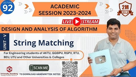 DAA92:String Matching Algorithm in DAA | Pattern Matching Algorithm in Hindi