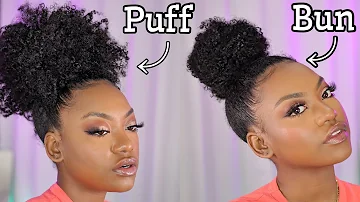 UPDATED CURLY TOP KNOT BUN & CURLY PUFF ON NATURAL HAIR