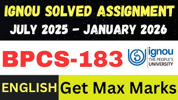 BPCS 183 solved assignment 2026 ll English Medium ll JUL25-JAN26