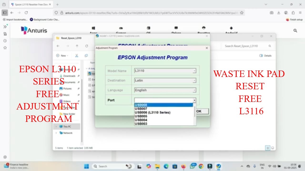 How to reset waste ink Pad counter for free for Epson L 3116 |adjustment program for Epson L3116